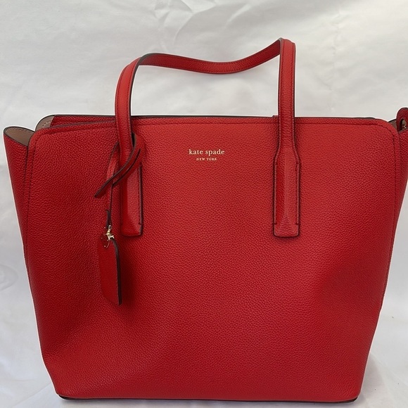 kate spade Bags Kate Spade New York Red Leather Zip Top Shoulder Tote Poshmark